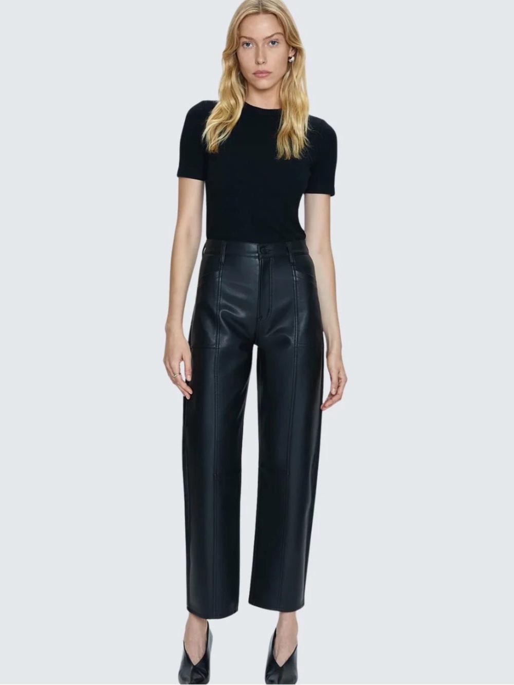 Pistola Anthropologie Taylor Arched Faux Leather Pants Black Size 25 EUC